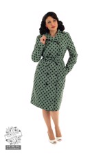 Frakke: Nancy, - skøn vintageinspireret trench coat, grøn